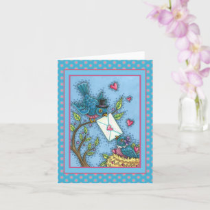 CUTE BLUEBIRD SWEETHEARTS, LOVE BIRD VALENTINE CARD