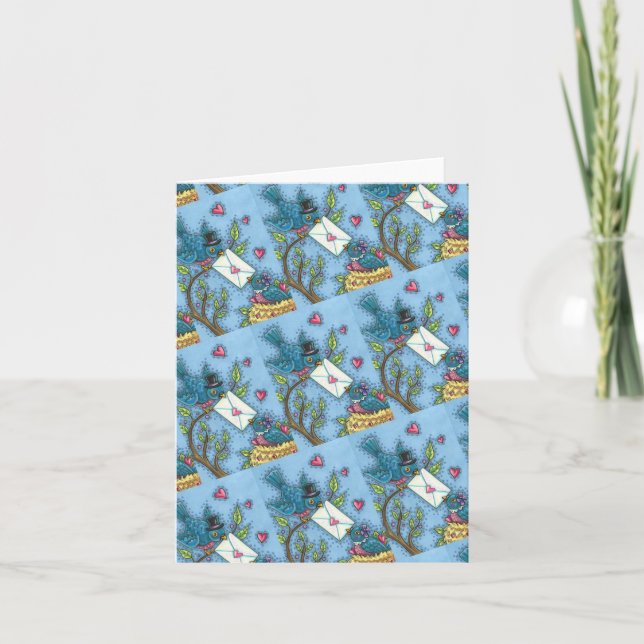 CUTE BLUEBIRD SWEETHEARTS, LOVE BIRD VALENTINE HOLIDAY CARD (Front)
