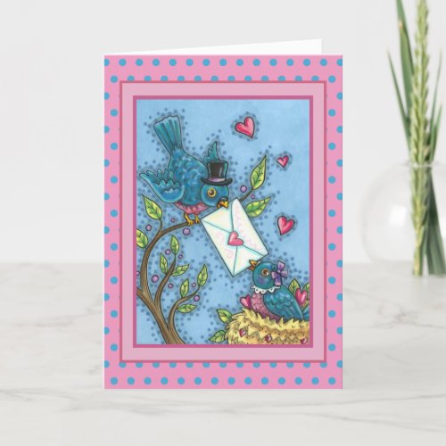 CUTE BLUEBIRD SWEETHEARTS LOVE BIRD VALENTINE HOLIDAY CARD