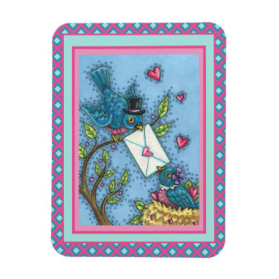CUTE BLUEBIRD SWEETHEARTS, LOVE BIRD VALENTINE MAGNET