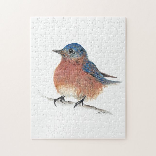 Cute Bluebird Watercolor Art Jigsaw Puzzle (Vertical)