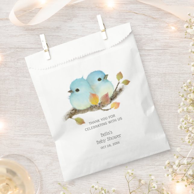 Cute Bluebirds Bird Baby Shower Favor Bag (Clipped)