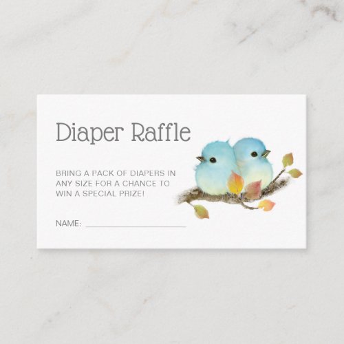 Cute Bluebirds on Branch Baby Shower Diaper Raffle Enclosure Card
