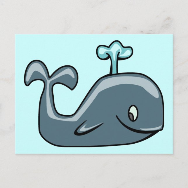 CUTE BLUEISH GREY GRAY WHALE CARTOON ANIMAL SEALI POSTCARD (Front)