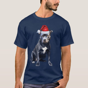 Cute Bluenose Pitbull Dog Lover Funny Christmas T-Shirt