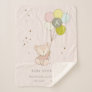 Cute Blush Bear Balloon Girly Monogram Baby Stat Sherpa Blanket