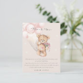 Cute Blush Bear Bearly Wait Balloon Baby Shower Postcard (Standing Front)