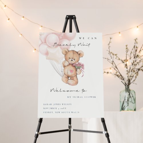 Cute Blush Bearly Wait Balloon Baby Shower Welcome