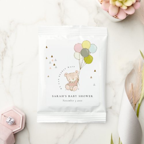 Cute Blush Bearly Wait Bear Balloon Baby Shower Lemonade Drink Mix