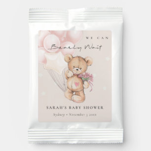 Cute Blush Bearly Wait Bear Balloon Baby Shower Lemonade Drink Mix