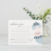 CUTE BLUSH BLUE LITTLE MERMAID ADVICE BABY SHOWER ENCLOSURE CARD (Standing Front)