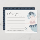 CUTE BLUSH BLUE LITTLE MERMAID ADVICE BABY SHOWER ENCLOSURE CARD (Front/Back)