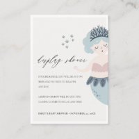 CUTE BLUSH BLUE LITTLE MERMAID DISPLAY BABY SHOWER ENCLOSURE CARD