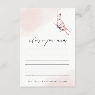 Cute Blush Butterfly Advise for Mum Baby Shower Enclosure Card