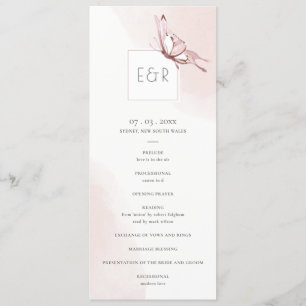 CUTE BLUSH BUTTERFLY WEDDING CEREMONY PROGRAM