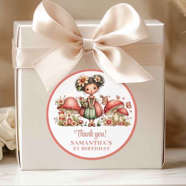Cute Blush Fairy 4th Birthday Thank You Labels (Cute Blush Fairy 4th Birthday Thank You Labels)