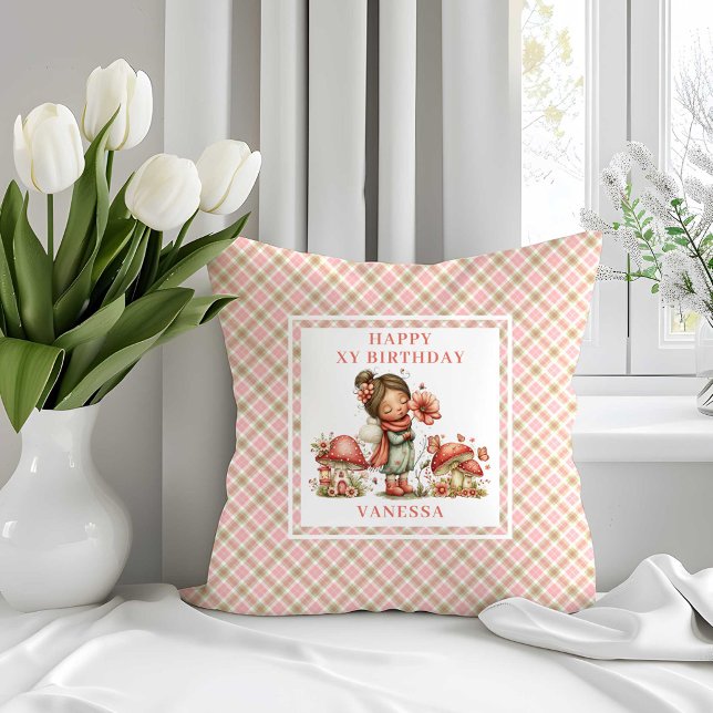 Cute Blush Fairy 4th Birthday Throw Pillow (Cute Blush Fairy 4th Birthday Throw Pillow)