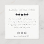 Cute Blush Floral Cake Mixer Bakery Review Request Square Business Card (Back)