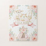 Cute Blush Floral Tribal Woodland Animals Jigsaw Puzzle<br><div class="desc">Adorable woodland-themed puzzle featuring a group of adorable baby animals and elegant watercolor floral arrangement in blush and gold. Matching items available in our store!</div>