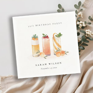 Cute Blush Fruit Cocktail Orange Any Age Birthday Napkins