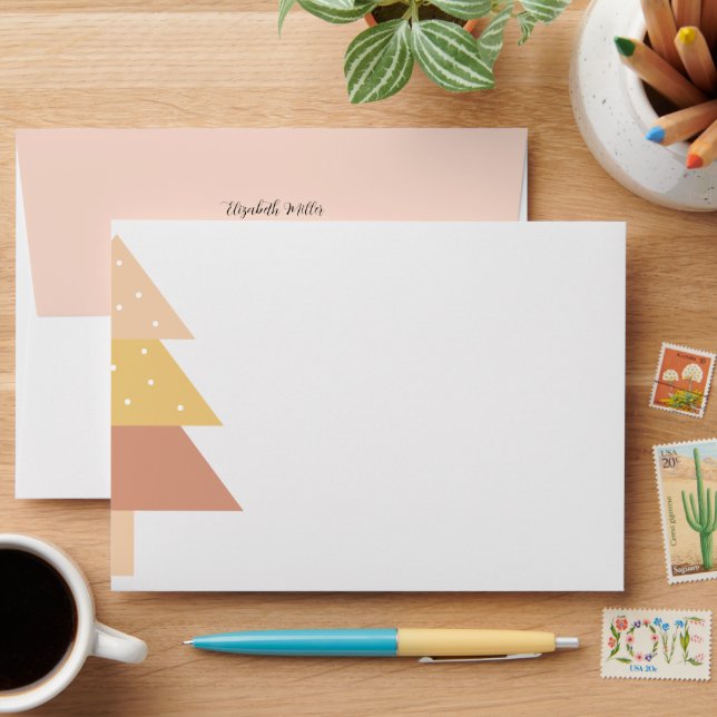 Cute Blush Holiday Tree  Envelope (Desk)