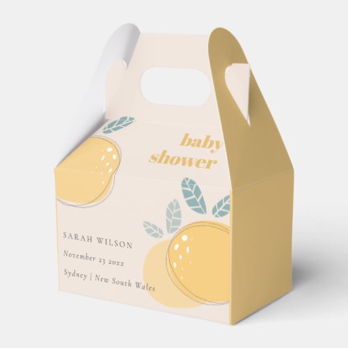 Cute Blush Peach Lemon Fruity Bold Baby Shower  Favor Boxes