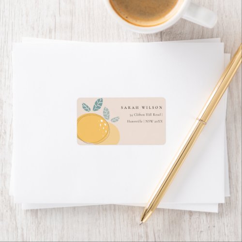Cute Blush Peach Modern Lemon Fruity Bold Address Label