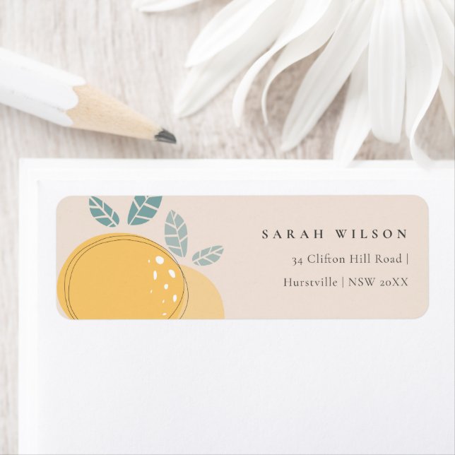 Cute Blush Peach Modern Lemon Fruity Bold Address Label (Insitu)
