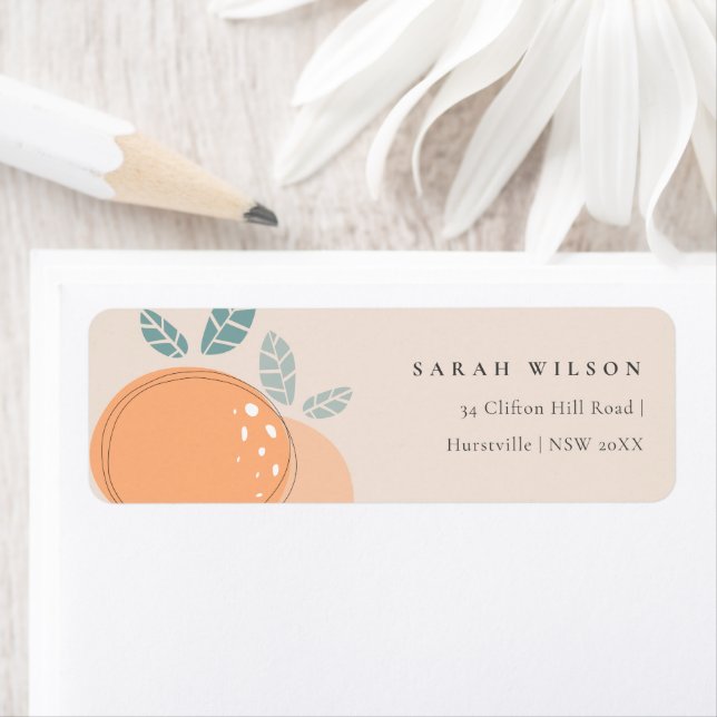 Cute Blush Peach Orange Fruity Bold Address Label (Insitu)