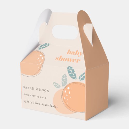 Cute Blush Peach Orange Fruity Bold Baby Shower Favor Boxes