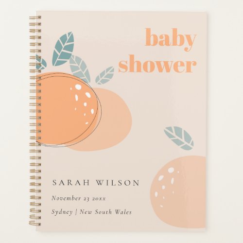 Cute Blush Peach Orange Fruity Bold Baby Shower Planner
