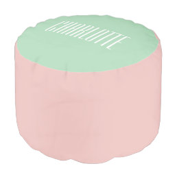 Cute Blush Pink and Mint Color Block Personalized Pouf