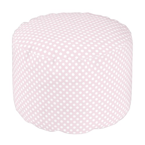 Cute Blush Pink and White Polkadots Pattern Pouf