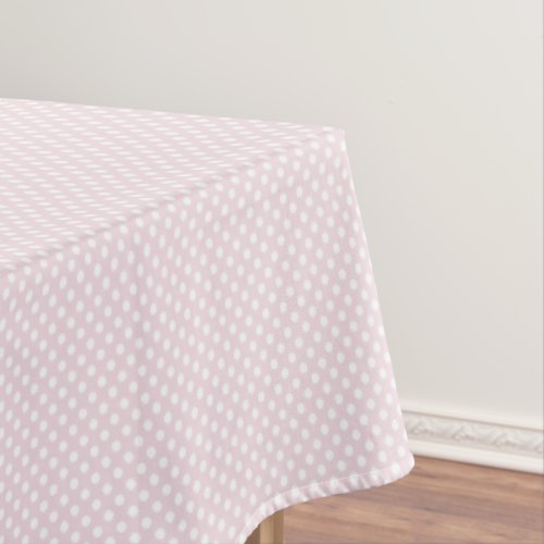 Cute Blush Pink and White Polkadots Pattern Tablecloth