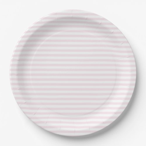 Cute Blush Pink and White Striped Paper Plates