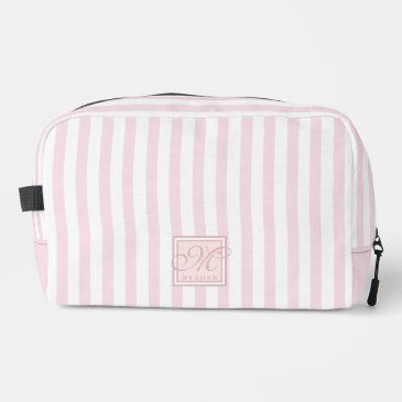 Cute Blush Pink and White Stripes - Monogrammed