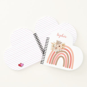 Cute Blush Pink Boho Rainbow Notebook