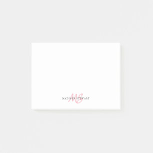Cute Blush Pink Brush Script Two Monogram Initial Post-it Notes