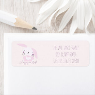 Cute Blush Pink Bunny - Personalized Easter Label