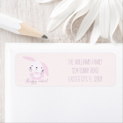 Cute Blush Pink Bunny _ Personalized Easter Label