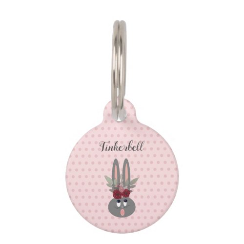 Cute Blush Pink Bunny Personalized Pet ID Tag