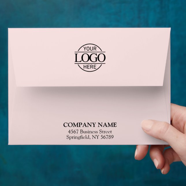 Cute Blush Pink Business Custom Logo Professional Envelope (Hand)