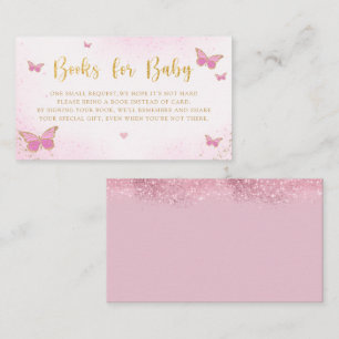 Cute Blush Pink Butterfly Baby Shower Book Request Enclosure Card