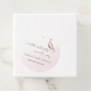 Cute Blush Pink Butterfly Baby Shower Sprinkle Favor Tags