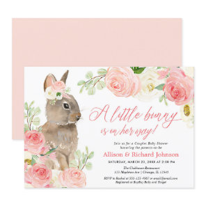 Cute Blush pink Easter bunny couples baby shower Invitation