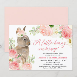 Cute Blush pink Easter bunny couples baby shower Invitation