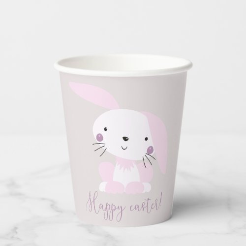 Cute Blush Pink Easter Bunny _ Easter  Paper Cups