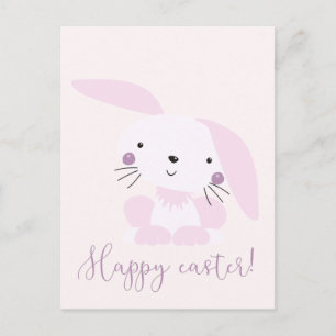 Cute Blush Pink Easter Bunny   Easter Postcard