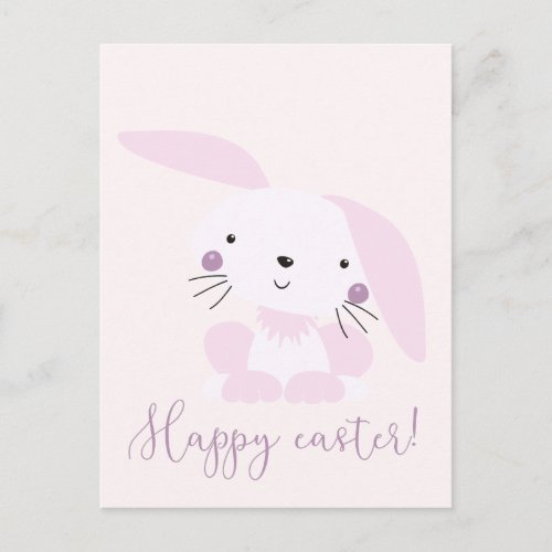 Cute Blush Pink Easter Bunny  Easter Postcard
