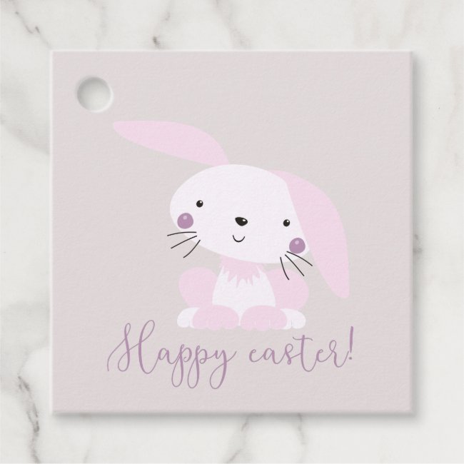 Cute Blush Pink Easter Bunny | Happy Easter Favor Tags